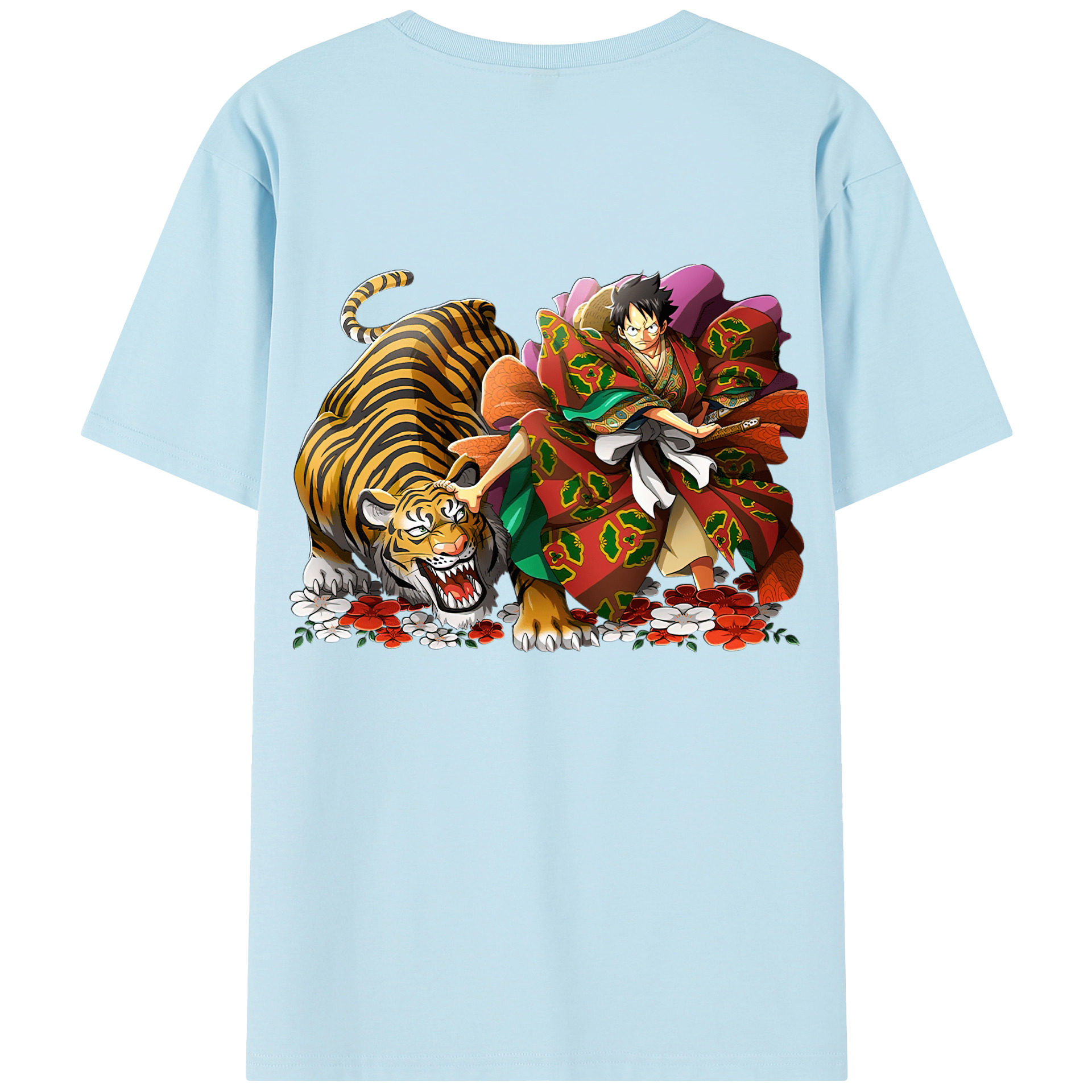 ワンピース モンキー・D・ルフィ ONE PIECE Monkey D. Luffy 綿100％半袖Tシャツ（背面プリント）